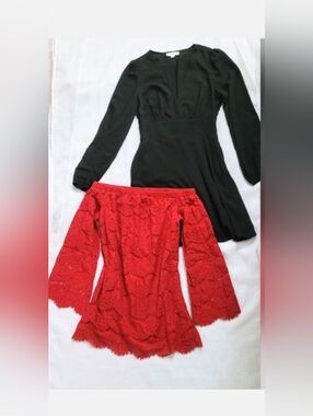 NWOT!Summer Resort Romantic Sexy Red/Black Mini Women's Party Dress Bundle Small